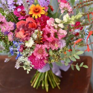A bright summer bridal bouquet by Tuckshop Flowers, Birmingham. See contact details for wedding flowers.